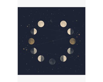 Celestial Moon Phases Wall Art Print